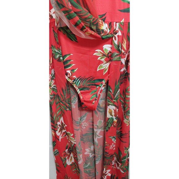 Swimsuit Dress One Piece Red Tropical Beach Vacation Vibes Women's Size Small - Picture 7 of 14